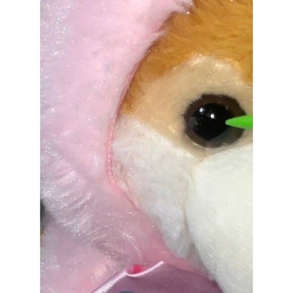 Rare Hugfun Brown Pomeranian Dog In Pink Rabbit Costume 12" - Picture 15 of 15